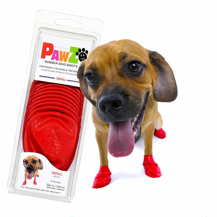 PawZ Rubber Dog Boots - Red - Size Small