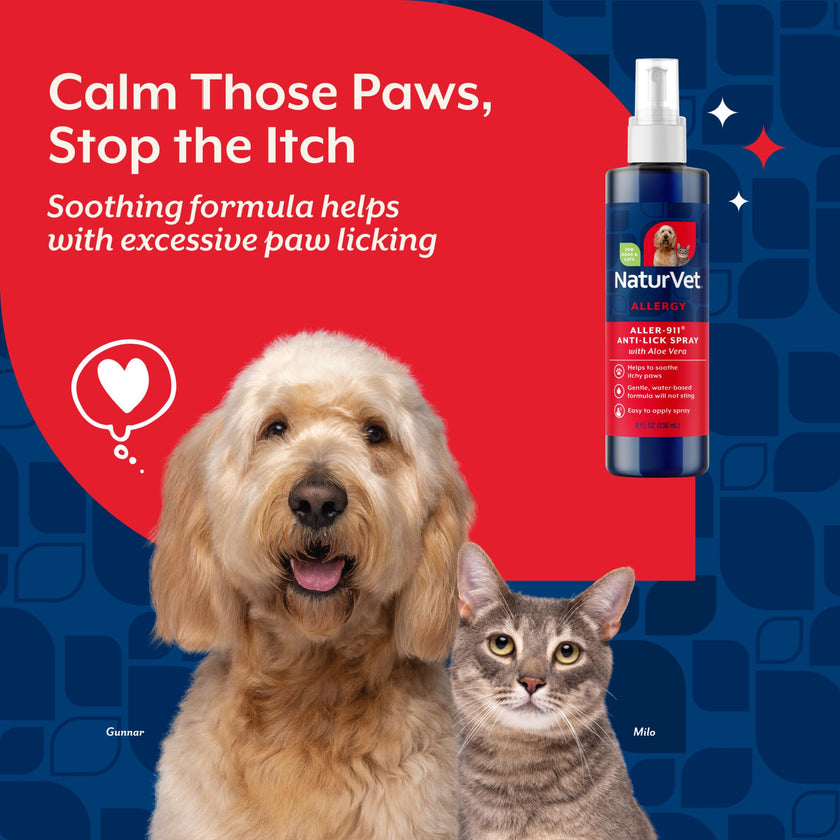 NaturVet Aller-911 Anti-Lick Paw Spray For Dogs & Cats