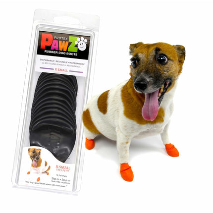 PawZ Rubber Dog Boots - Black - Size X-Small