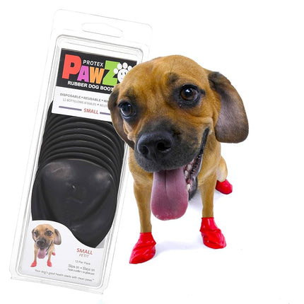 PawZ Rubber Dog Boots - Black - Size Small