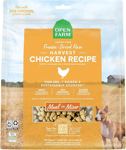 Open Farm Harvest Chicken Recipe Freeze Dried Raw Dog Food 13.5oz