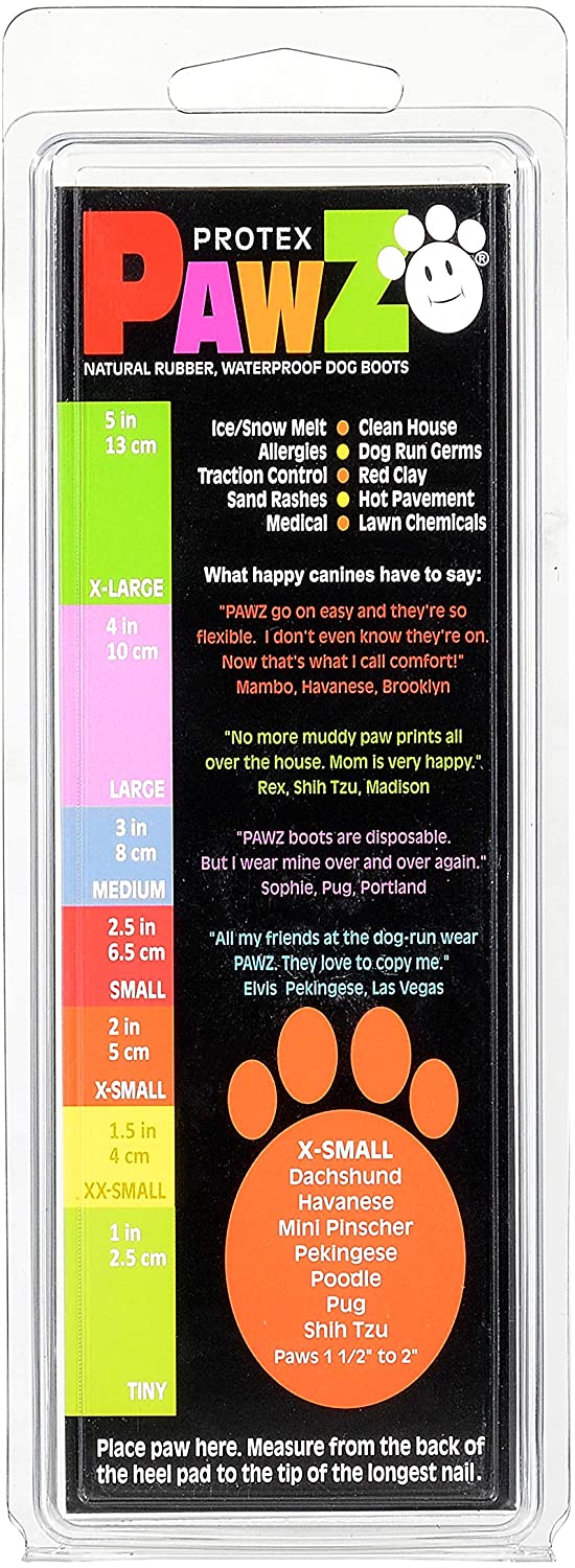 PawZ Rubber Dog Boots - Black - Size X-Small