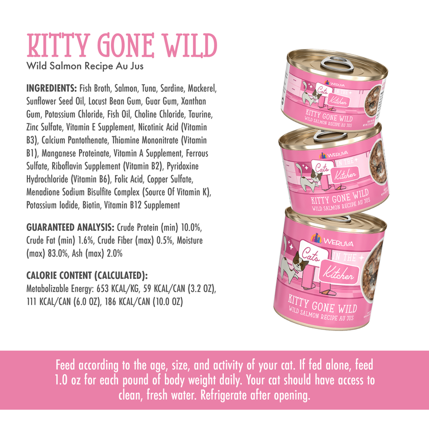 Weruva Cats in the Kitchen - Kitty Gone Wild - Wild Salmon Recipe Au Jus (3.2oz)