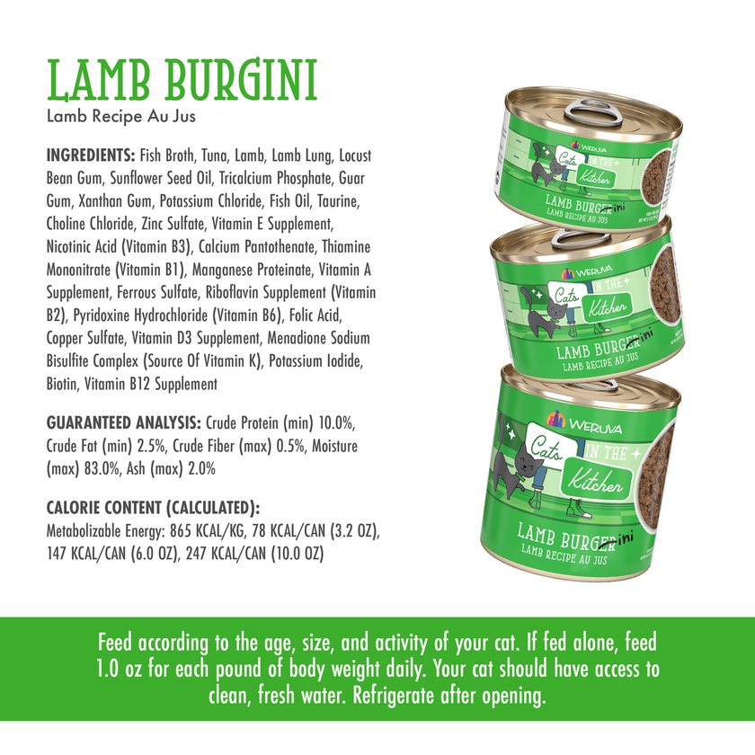 Weruva Cats in the Kitchen - Lamb Burger-ini Lamb Recipe Au Jus (3.2oz)