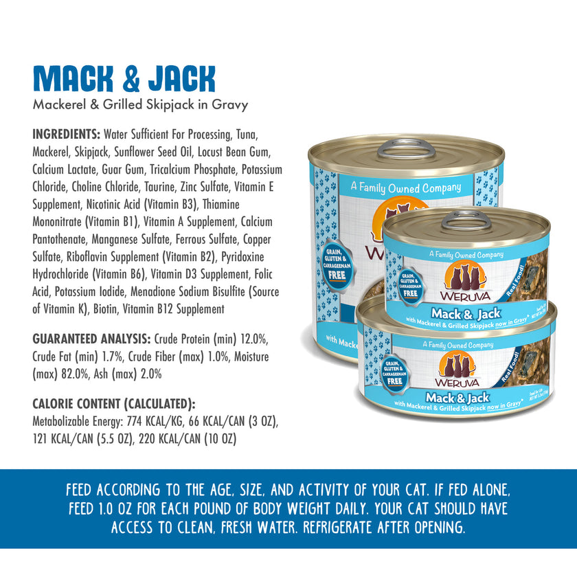 Weruva Classic Cat - Mack & Jack Mackerel & Grilled Skipjack in Gravy (5.5oz)