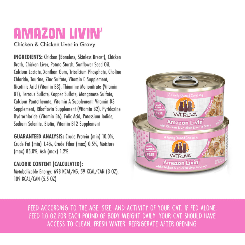 Weruva Classic Cat - Amazon Livin' Chicken & Chicken Liver in Gravy (5.5oz)