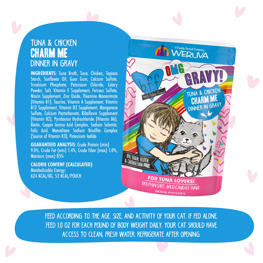 Weruva BFF OMG Gravy! Tuna & Chicken Charm Me Wet Cat Food Dinner in Gravy 3oz (85g)