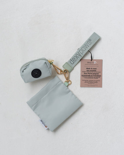 Dexypaws Dual Pouch Wristlet Poop Bag Holder + Treat Pouch - Sage Green