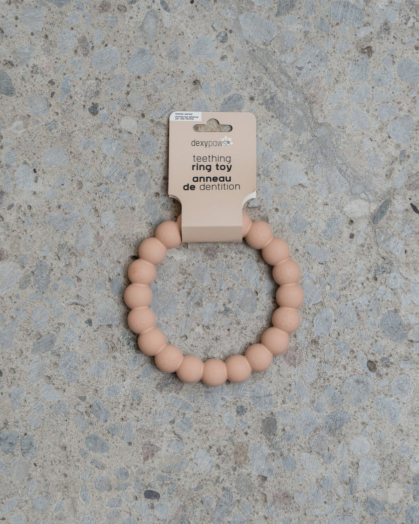 Dexypaws Aggressive Teething Chew Toy For Dog, Ring, Blush Pink Dog 1pc