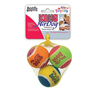 KONG AirDog Birthday Squeaker Balls - 3 Pack