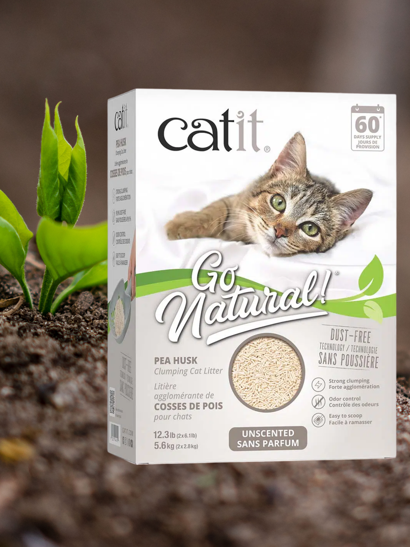 Catit Go Natural – Unscented Pea Husk Clumping Cat Litter (12.3lb / 5.6kg)