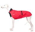 Galgo dog wearing the Chilly Dogs Alpine Blazer in Red