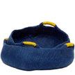 KARMA CAT – 14″ Wool Felt Handle Basket Cave - Navy & Green