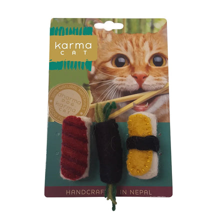 Natural wool sushi toys for cats, safe and non-toxic