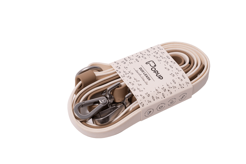 PoPupJoys DUO Premium - Convertible Waterproof Dog Leash - Off-White, Large