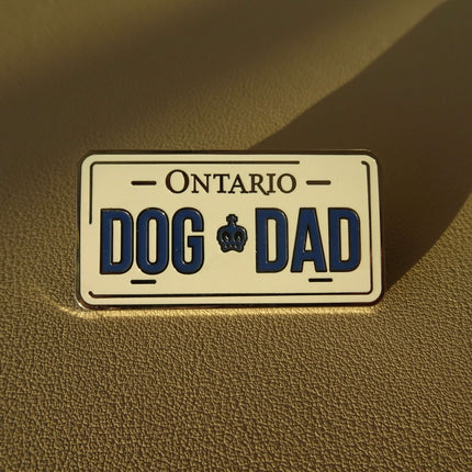 License Plate Dog Dad Pin - Silver