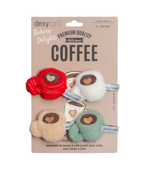 Dexypaws Plush Cat Toys - Coffee 4pc