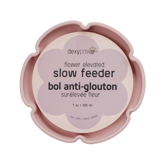 Dexypaws - Raised Ceramic Cat Bowl with Slow Feeder - 