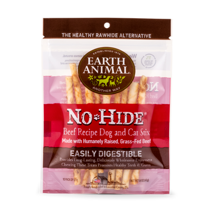 Earth Animal No-Hide Beef Recipe Stix (10 Pack) Dog & Cat Chew