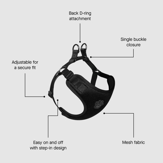 Dog Harness Black Details