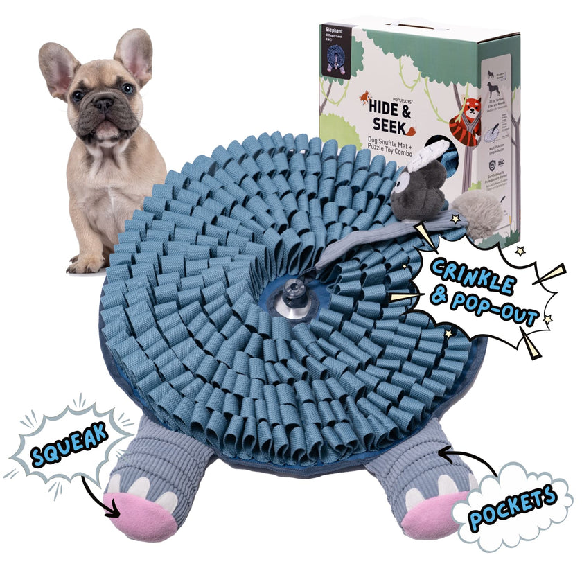 PoPupJoys - Hide & Seek Snuffle Mat + Puzzle Toy - Elephant