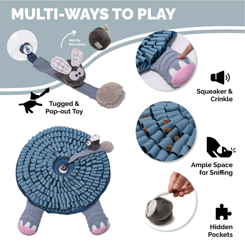 PoPupJoys - Hide & Seek Snuffle Mat + Puzzle Toy - Elephant