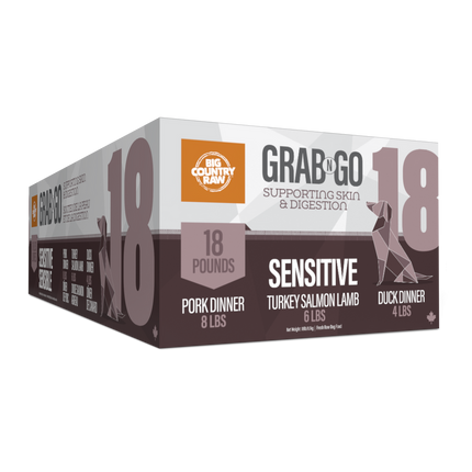 Big Country Raw Grab N Go Sensitive Raw Dog Food Variety Pack - Limited Ingredient Frozen Recipe - 18lb