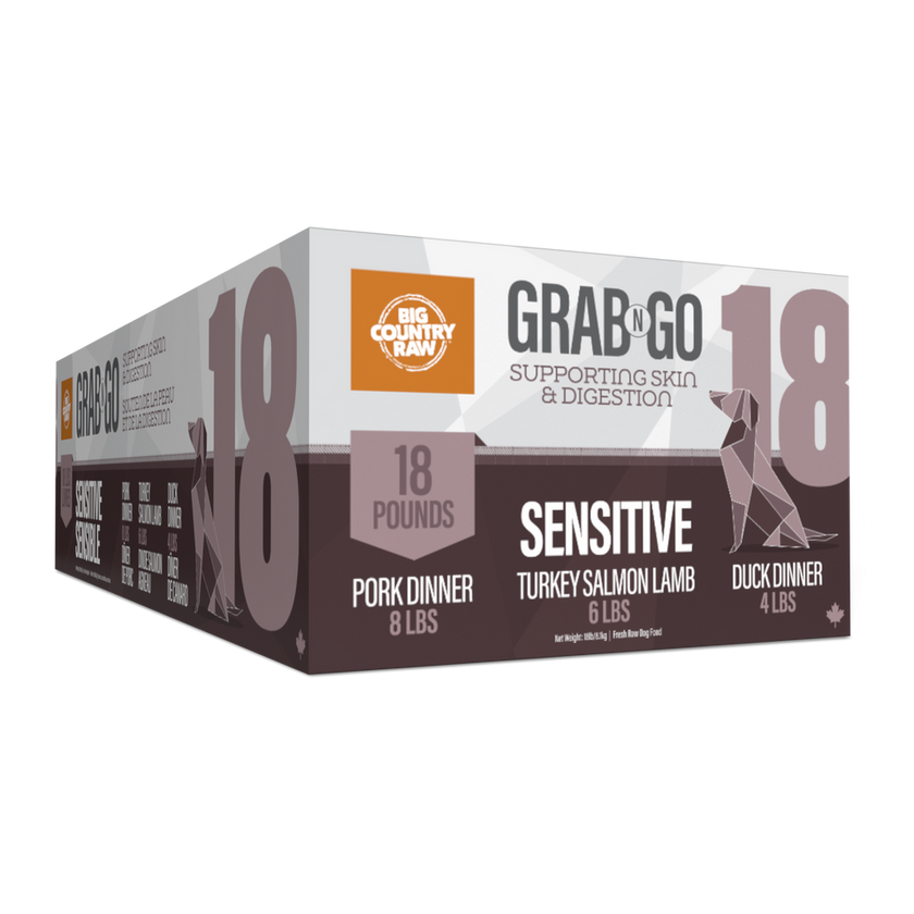 Big Country Raw Grab N Go Sensitive Raw Dog Food Variety Pack - Limited Ingredient Frozen Recipe - 18lb