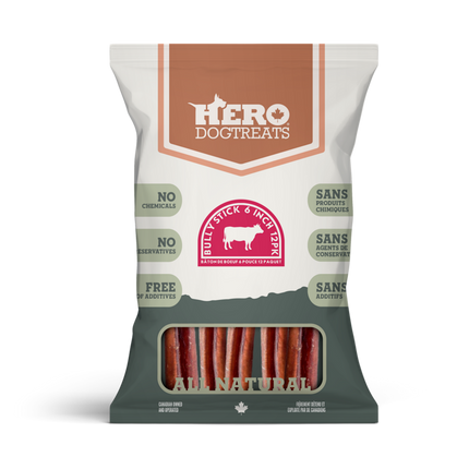 Hero Dog Treats Dehydrated Beef Bully Stick - 6