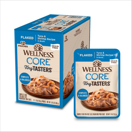 Wellness CORE Tiny Tasters Flaked Tuna & Shrimp in Sauce Wet Cat Food Pouches