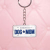 License Plate Dog Mom Keychain - Silver