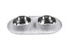 Double Silicone Feeder with Stainless Bowls - Med. Grey