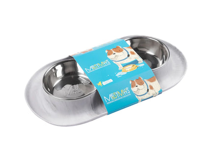 Messy Mutts Double Silicone Feeder with Stainless Bowls - Med