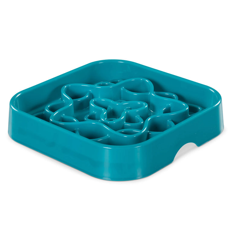 Messy Mutts Interactive Square Slow Feeder - Blue (64oz)