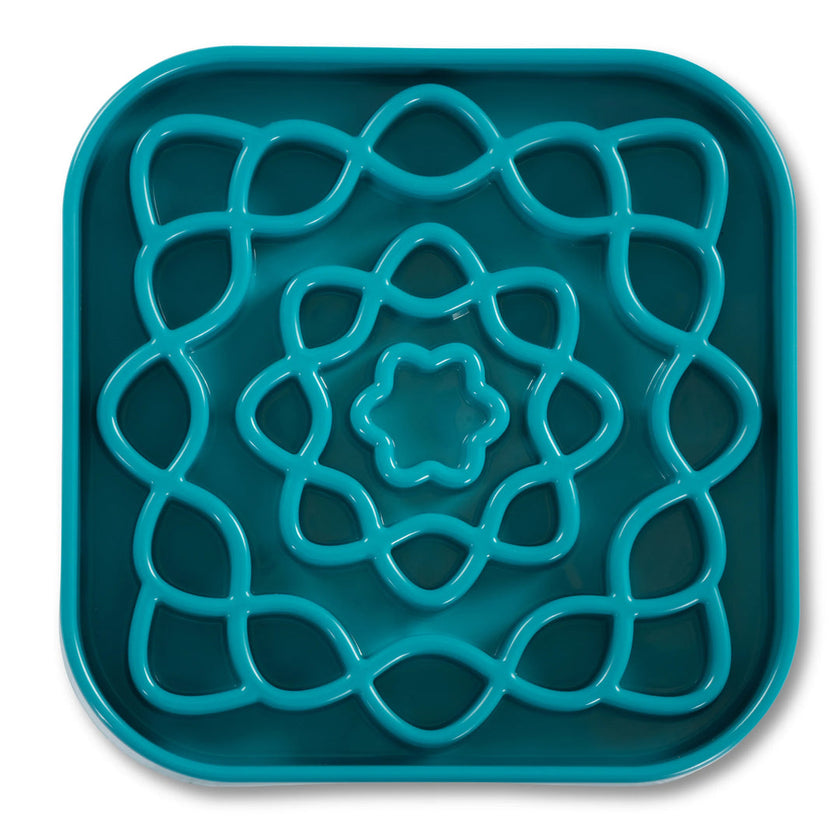 Messy Mutts Interactive Square Slow Feeder - Blue (64oz)