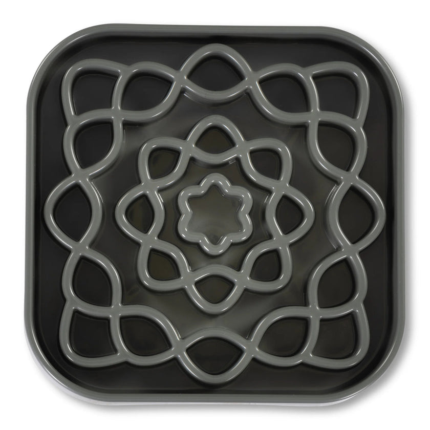 Messy Mutts Interactive Square Slow Feeder - Grey (16oz)