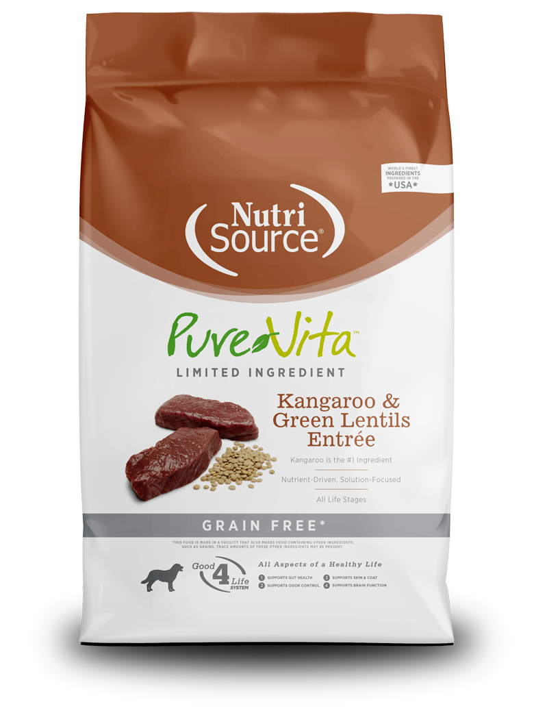 NutriSource Pure Vita Kangaroo & Green Lentils Entrée Grain Free Limited Ingredient Dog Food