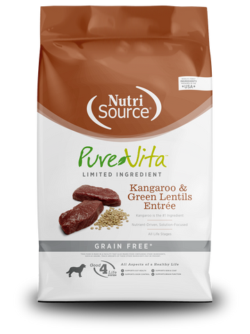NutriSource Pure Vita Kangaroo & Green Lentils Entrée Grain Free Limited Ingredient Dog Food