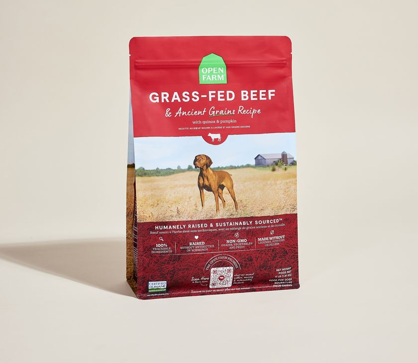 Open Farm Grass-Fed Beef & Ancient Grains Dry Dog Food (22lb)