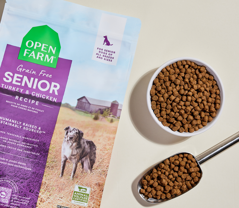 Open Farm Senior Grain-Free Dry Dog Food for Senior Dogs - High-Protein Chicken & Turkey Recipe - 4lb