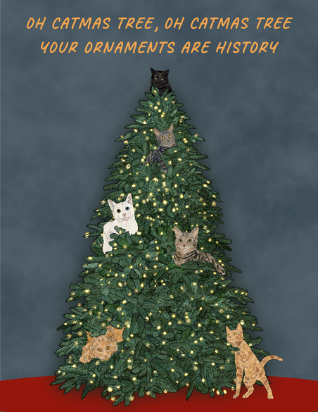 Thotful Dog Greeting Cards - Oh Catmas Tree Card