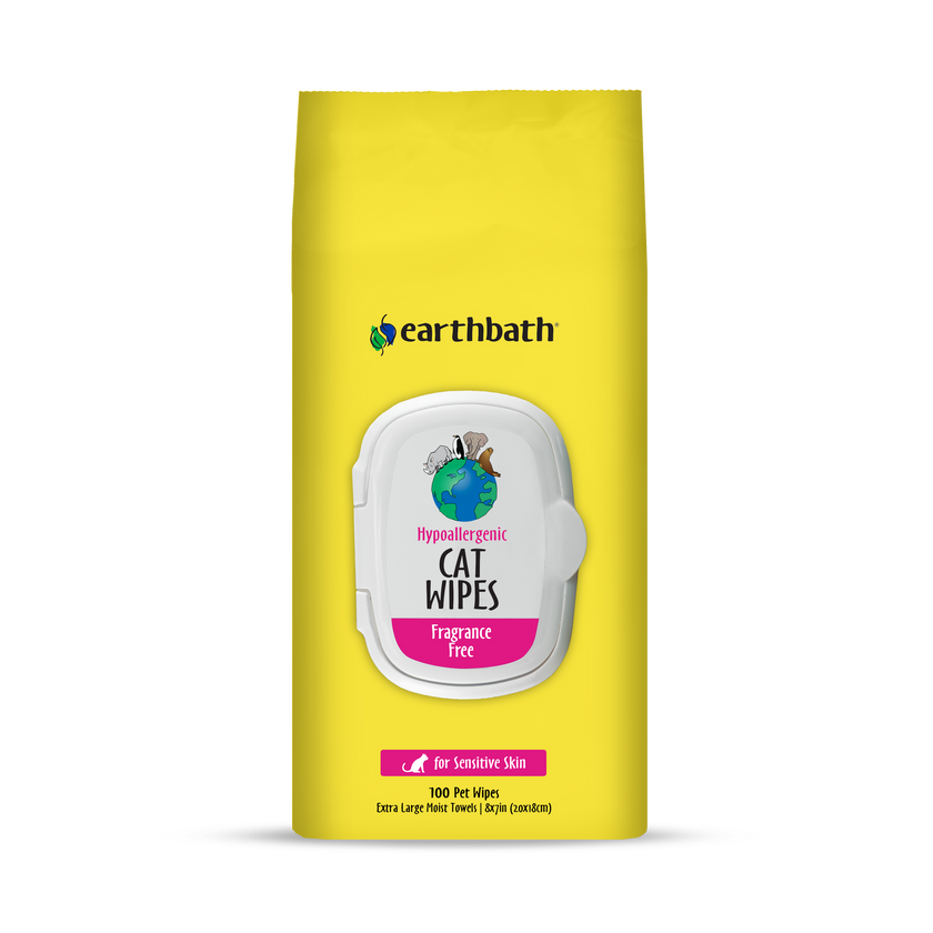 earthbath Hypoallergenic Fragrance Free Cat Wipes (100 ct)