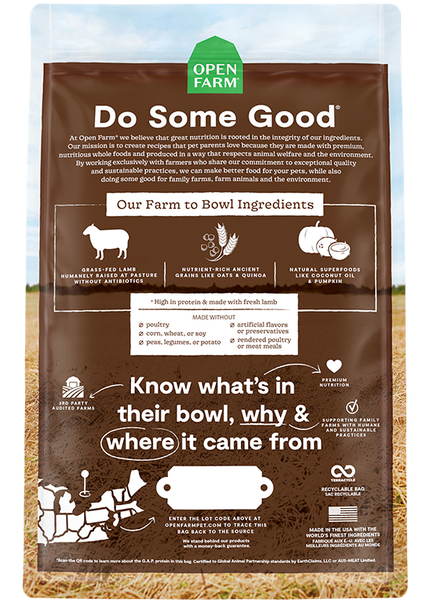 amb dog food made with pasture-raised New Zealand lamb nutrient list