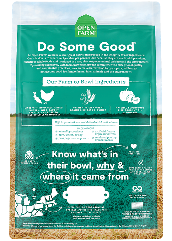 Open Farm Puppy Back of Bag