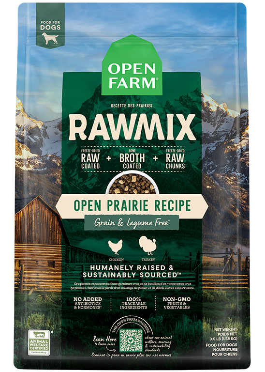 Open Farm RawMix Open Prairie Grain-Free Dry Dog Food - Raw-Coated High-Protein Beef, Lamb & Pork Recipe - 3.5lb