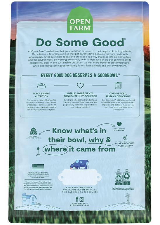 Open Farm Goodbowl Grass-Fed Beef back of bag