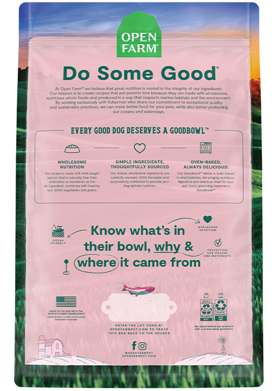 Open Farm Goodbowl Salmon Back of bag