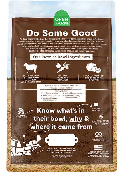 Open Farm Pasture-Raised Lamb Grain-Free Dry Dog Food 4lb