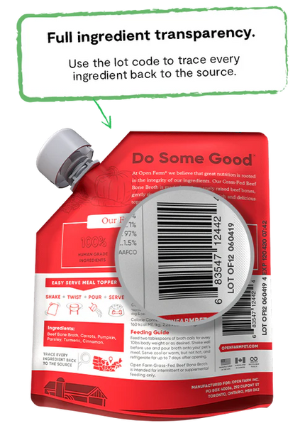 Open Farm Grass-Fed Beef Bone Broth Lot Code