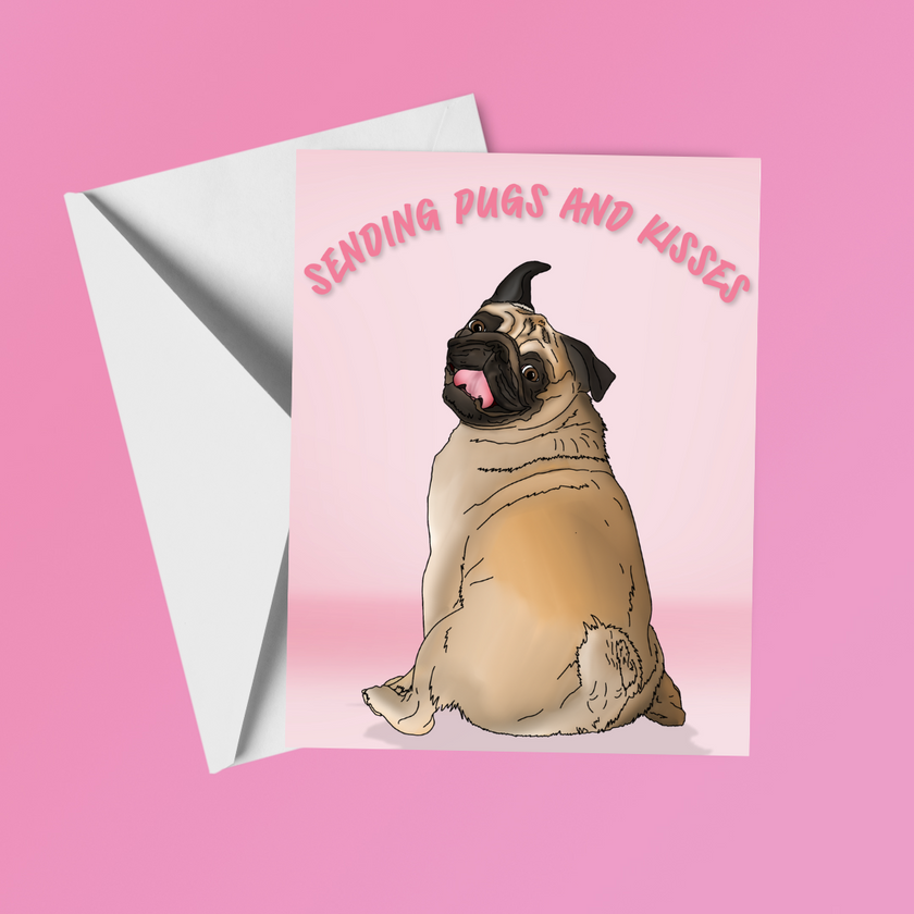 Sending Pugs and Kisses Greeting Card